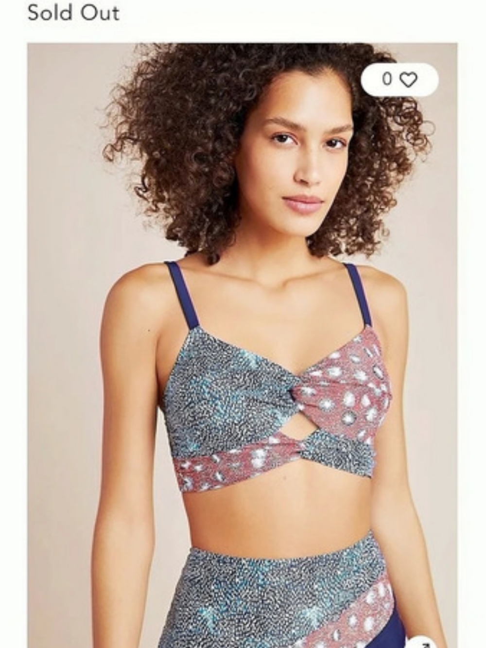 Anthropologie Jai Vasick Cut-Out Bikini Top in Blue & Red NWT Size Small